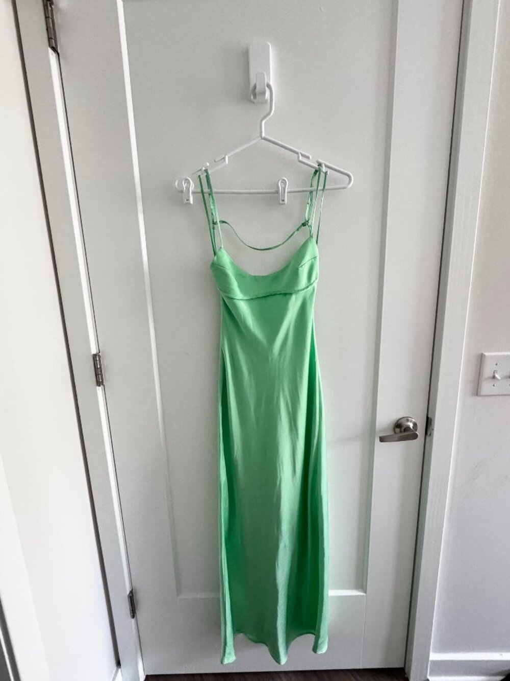 Zara Open Back Satin Green Maxi Dress Small | Vacation Wedding Guest Night Out